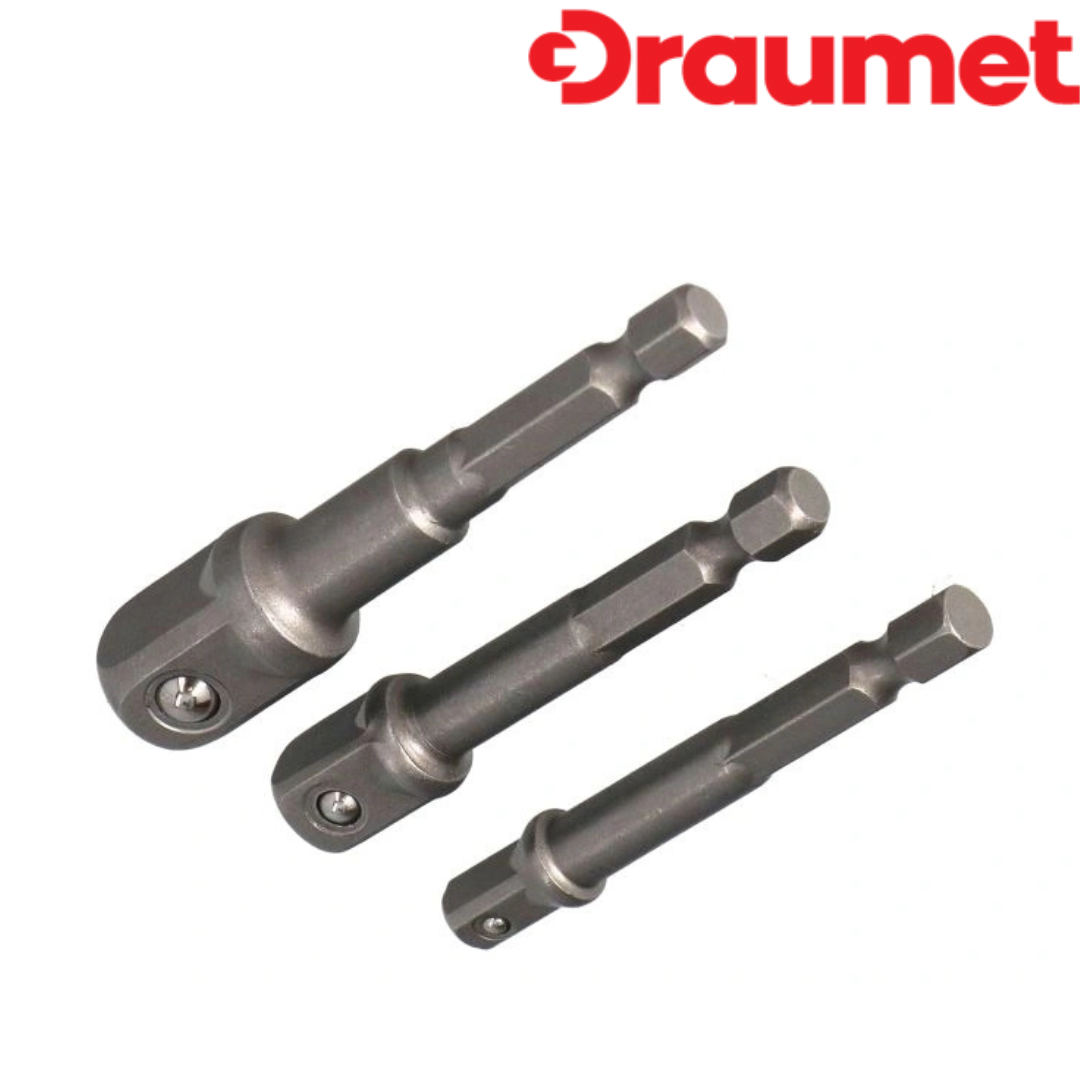 DP224-01 DRAUMET PREMIUM ադապտերներ 1/4" վեցանկյունից մինչև 1/2, 3/8, 1/4"	 