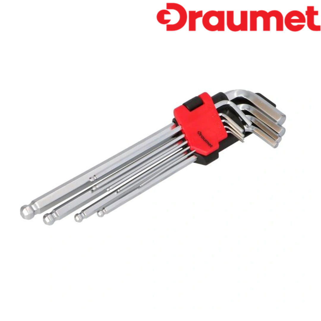 D311-28/3434 DRAUMET բանալիներ՝ 9 հատ, լրացուցիչ երկարությամբ, գնդիկավոր, 1.5-10 մմ