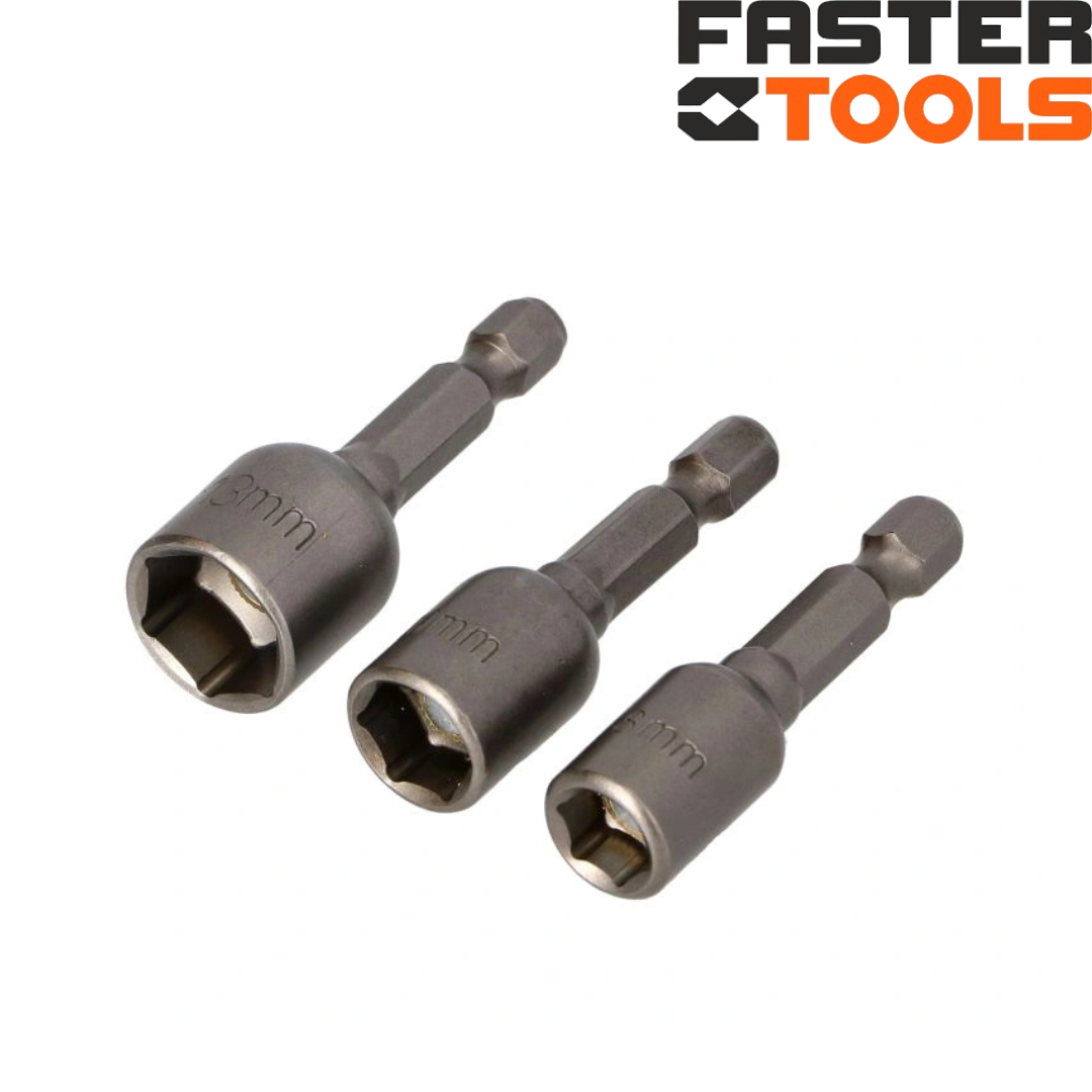 FT308-79/1480  FASTER TOOLS մագնիսական գլխիկների հավաքածու 3 հատ 8, 10, 13 մմ 1/4