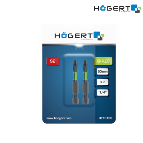 HT1S157 Հարվածային գլխիկներ PZ2, 50 մմ, պողպատ S2, 2 հատ HOEGERT TECHNIK