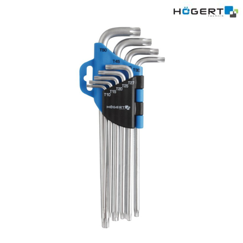 HT1W818  L-աձև երկարացված TORX բանալիների հավաքածու, T10-T50, 9 հատ