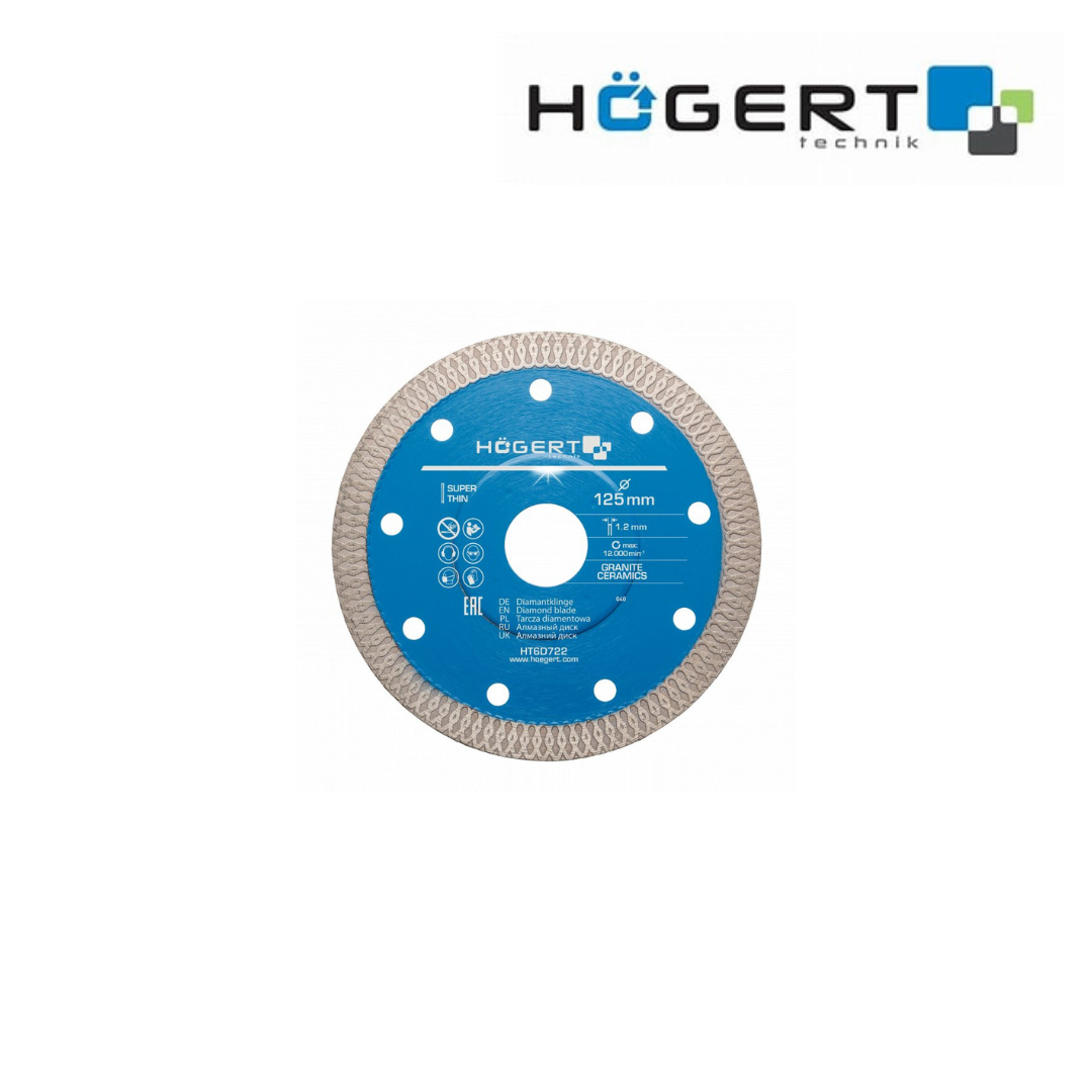 HT6D722 Ալմաստե կտրող սկավառակ՝ բարակ եզրով 125 х 1,2 х 22,2 մմ, 