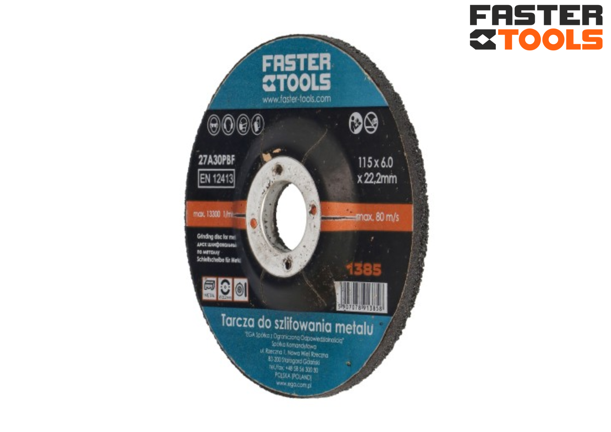1388 Մետաղի հղկող սկավառակ 125 x 6,0  FASTER TOOLS