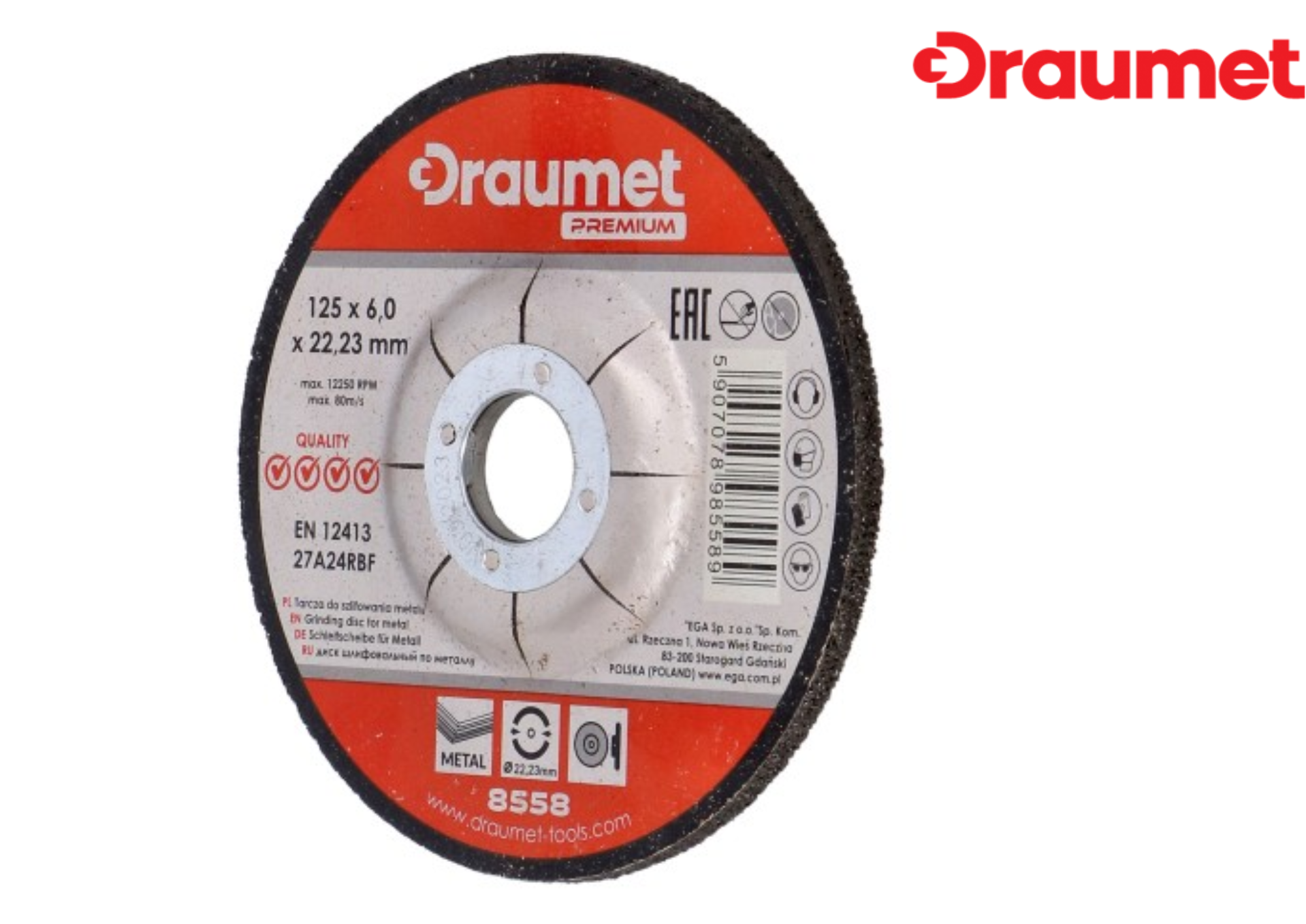 8558 Հղկող սկավառակ 125x6 մմ DRAUMET PREMIUM 