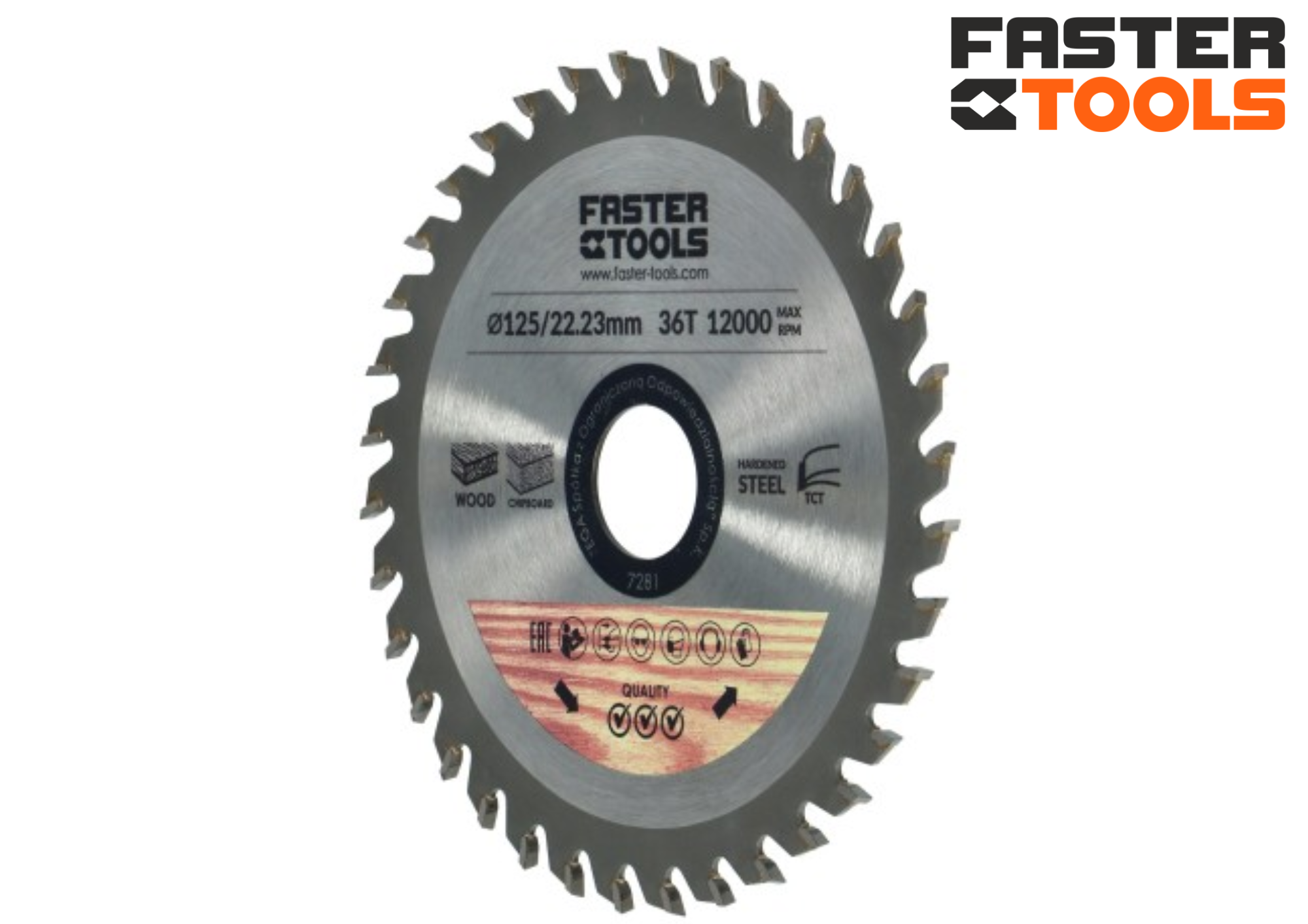 7282 Կտրող սկավառակ YG6 125 x 22,2 40 ատամներով  FASTER TOOLS