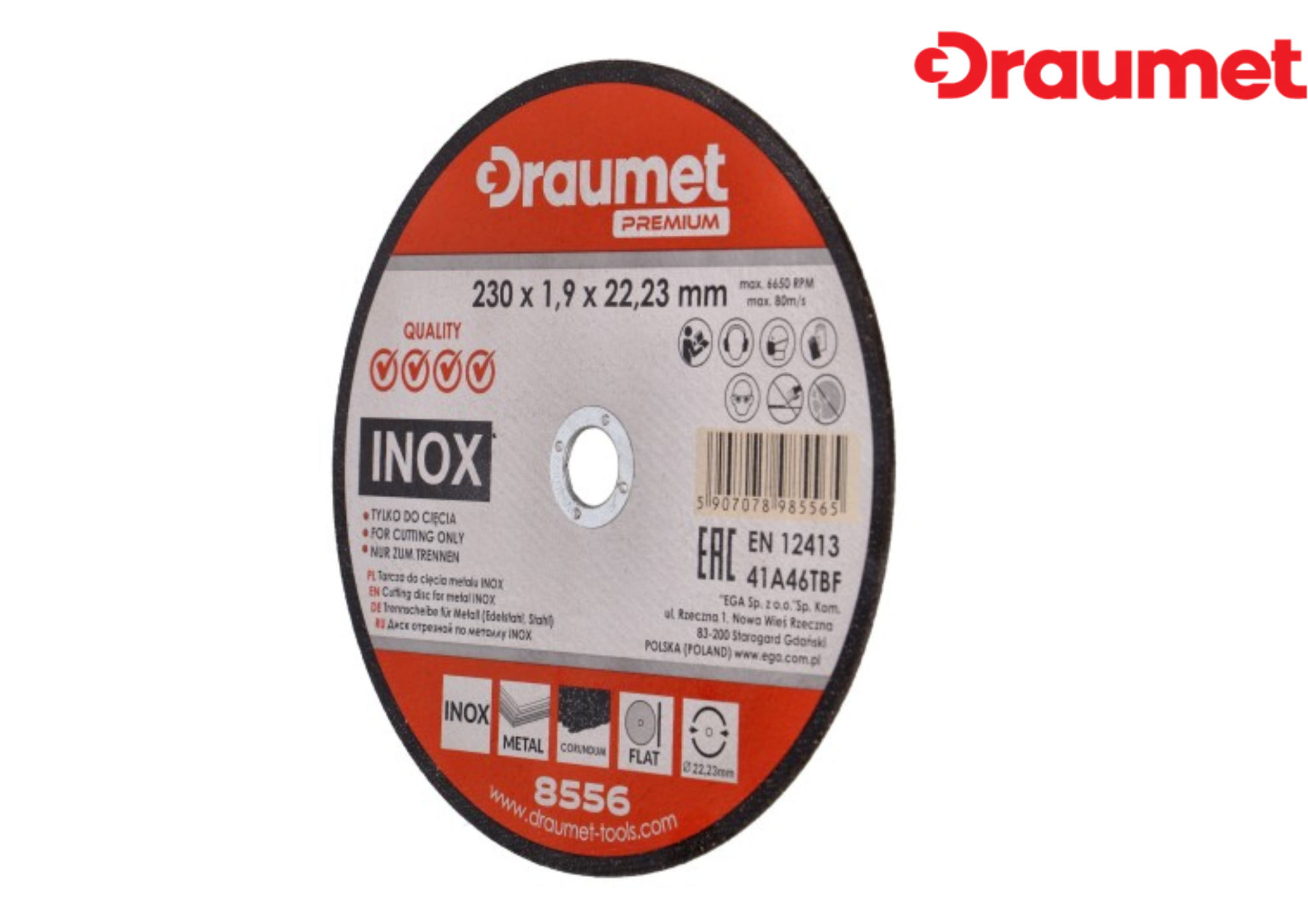 8555 Մետաղի կտրող սկավառակ INOX 125x1 DRAUMET PREMIUM